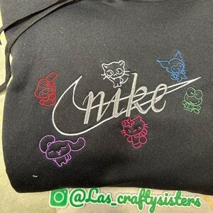 Nike Black embroidered Hoodie hello kitty and friends